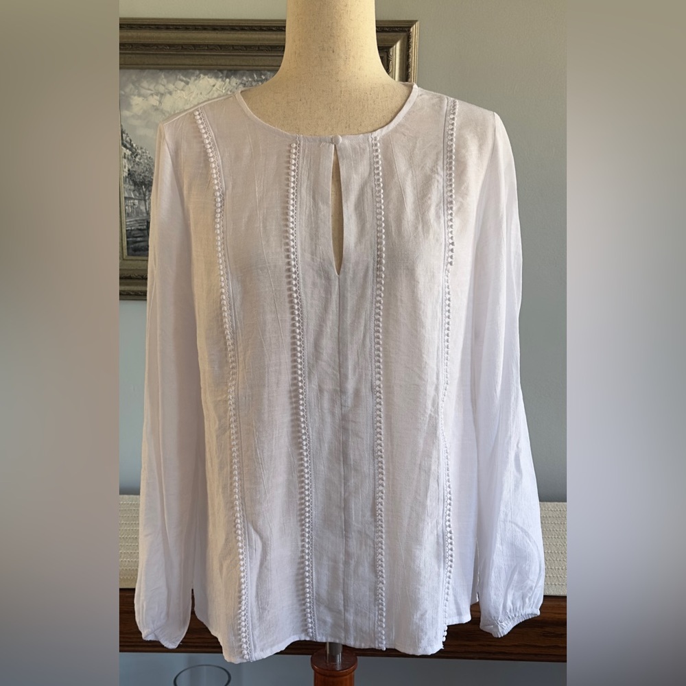 Soft Boho White Detailed Women's Top SZ M